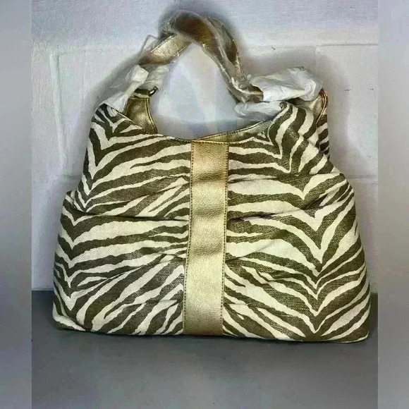 Christopher & Banks Large Purse Handbag Metallic Stripe Zebra Print NWT - Picture 1 of 7